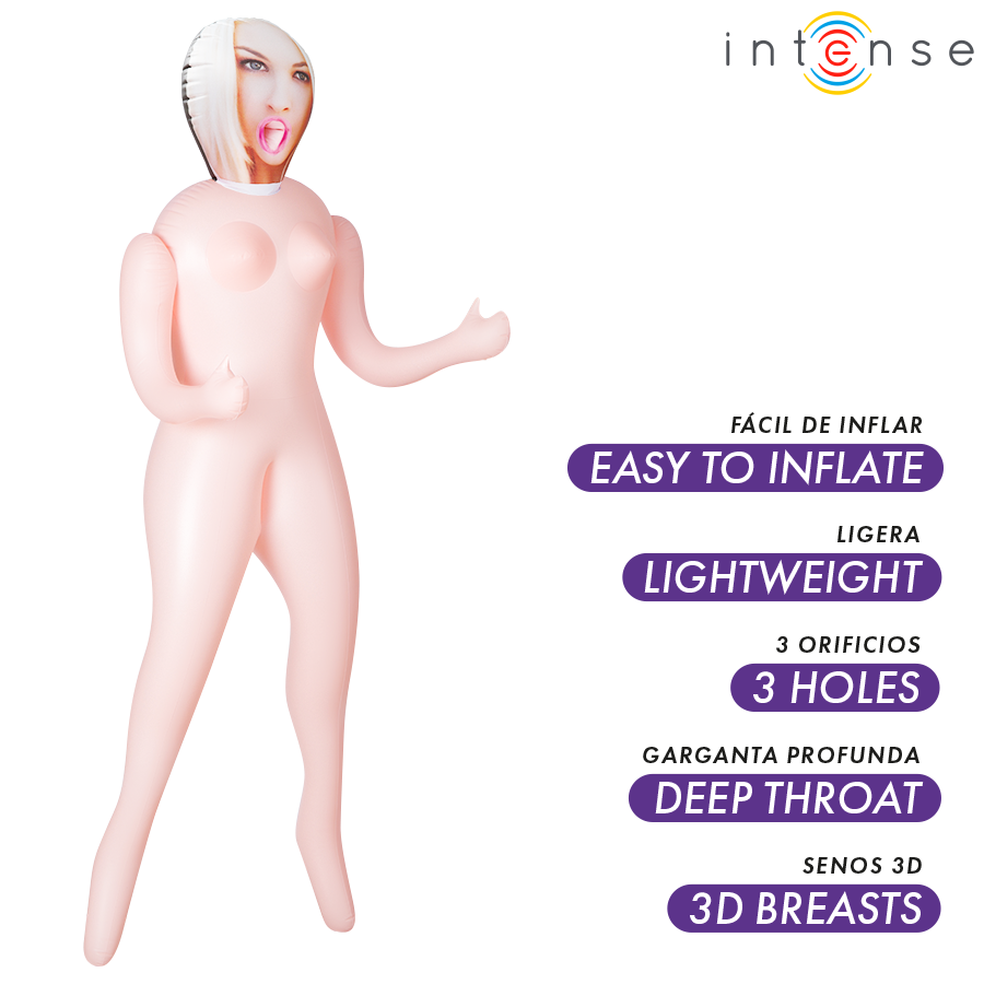 INTENSE DOLLS - BONECA INFLÁVEL IRINA COM TRÊS ORIFÍCIOS