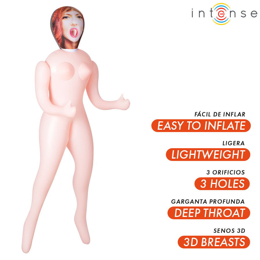 INTENSE DOLLS - BONECA INFLÁVEL SCARLETT COM TRÊS ORIFÍCIOS
