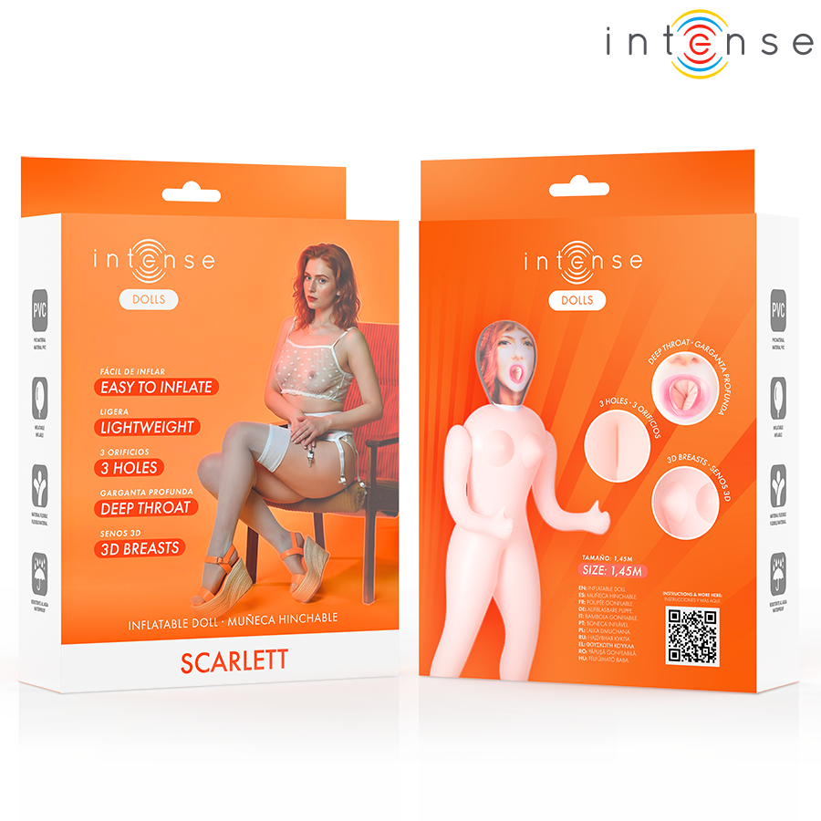 INTENSE DOLLS - BONECA INFLÁVEL SCARLETT COM TRÊS ORIFÍCIOS