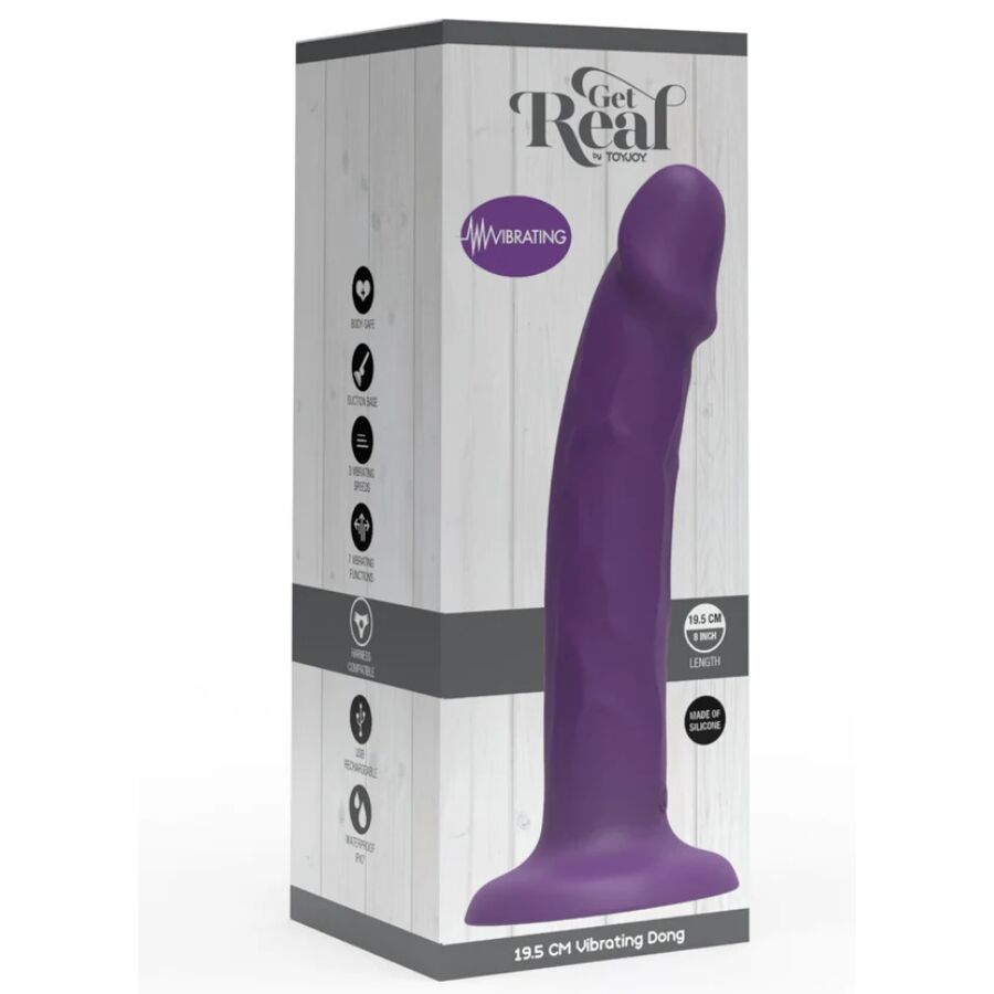 GET REAL - DILDO VIBRATÓRIO DE SILICONE REALISTA ROXO 19,5 CM