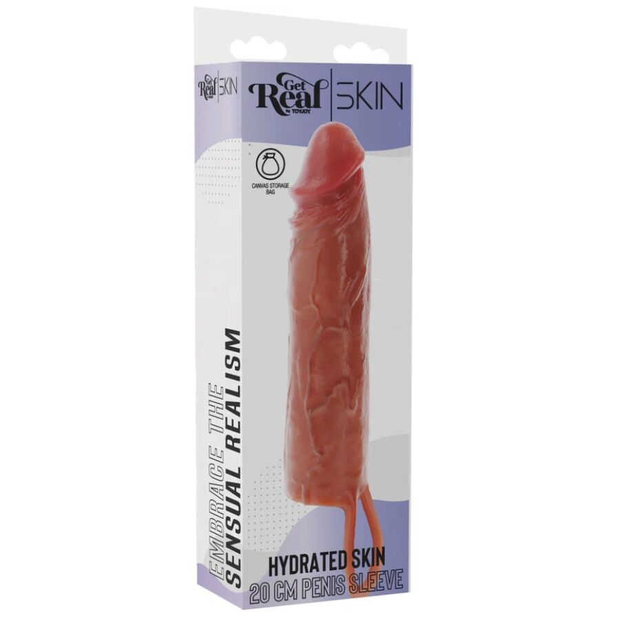 GET REAL - CAPA DE SILICONE PARA PÊNIS HIDRATADA CARAMELO 20 CM