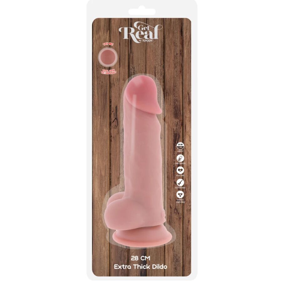 GET REAL - PÊNIS REALISTA DE LUXO COM TESTÍCULOS EXTRA GROSSO DE 28 CM