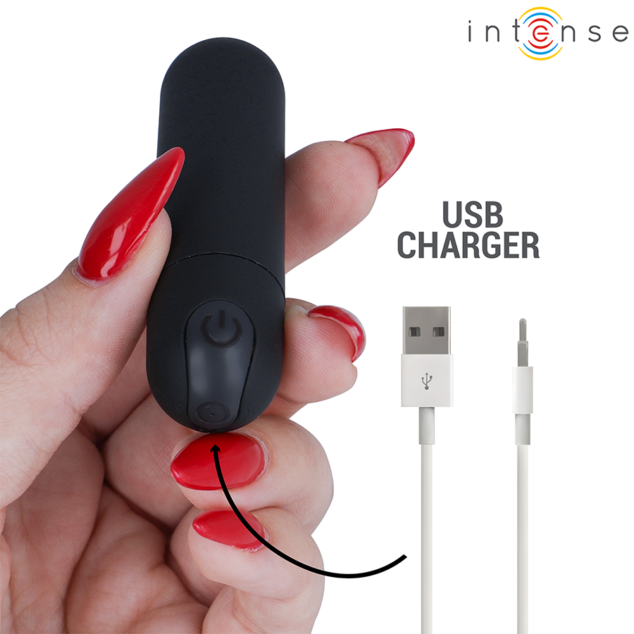 INTENSE - KAREN MINI VIBRATÓRIO BULLET RECARREGÁVEL PRETO