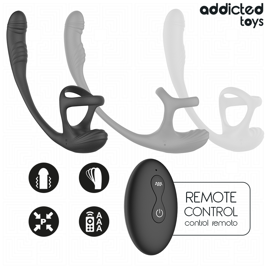 ADDICTED TOYS - PLUG ANAL COM VIBRAÇÃO, OSCILAÇÃO 360º E ESTIMULADOR DE TESTÍCULOS