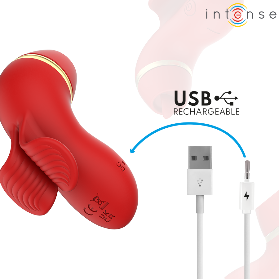 INTENSE - ESTIMULADOR DE PATTY COM 4 PONTAS, SUCÇÃO, TOQUES, CÓCEGAS E LAMBIDAS