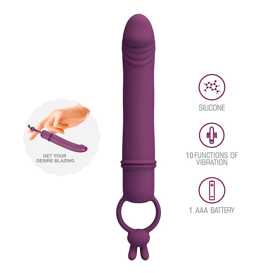 PRETTY LOVE - CORA VIBRADOR EM FORMATO DE PÊNIS COM ANEL DE RESISTÊNCIA
