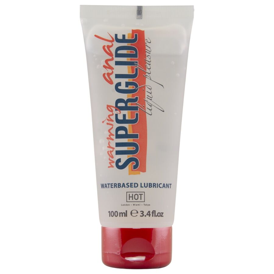 HOT - ANAL SUPERGLIDE LUBRIFICANTE AQUECEDOR LÍQUIDO À BASE DE ÁGUA 100 ML