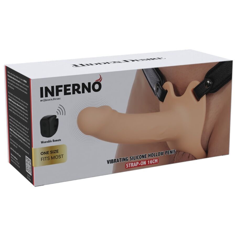 HIDDEN DESIRE - INFERNO MANGA PENIANA VIBRATÓRIA COM STRAP-ON 16 CM