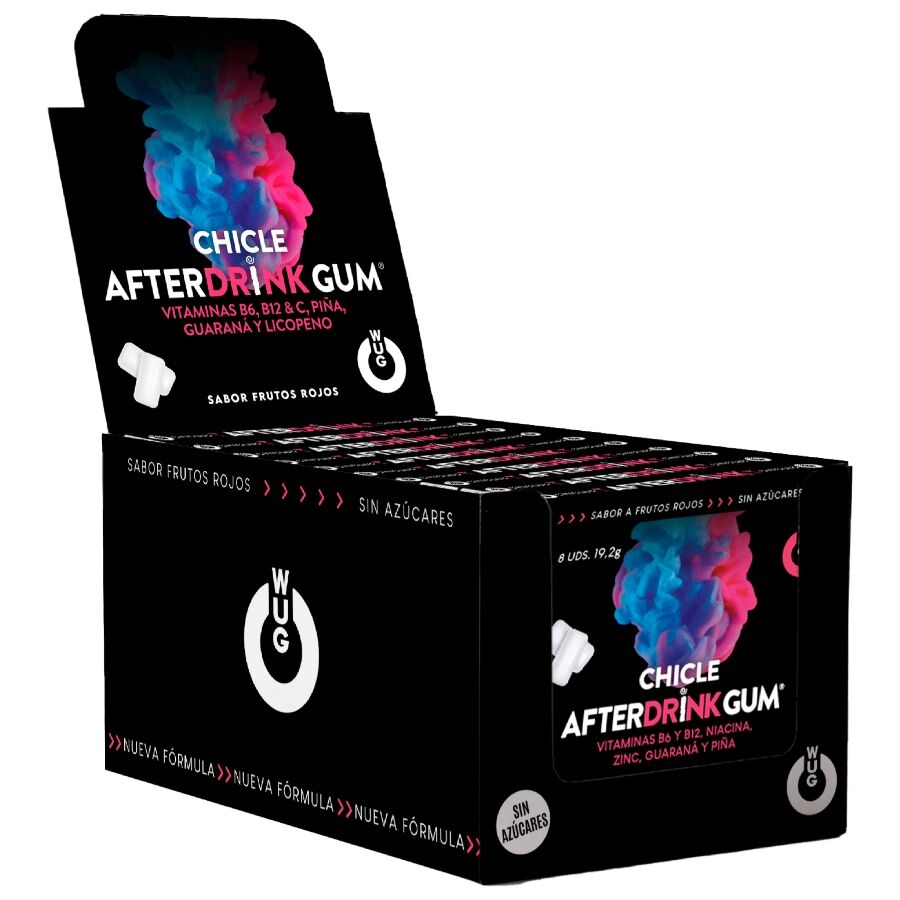 WUG GUM - AFTER DRINK RESSACA PÓS-BEBIDA | EXPOSITOR COM 12 UNIDADES DE 8 PEÇAS