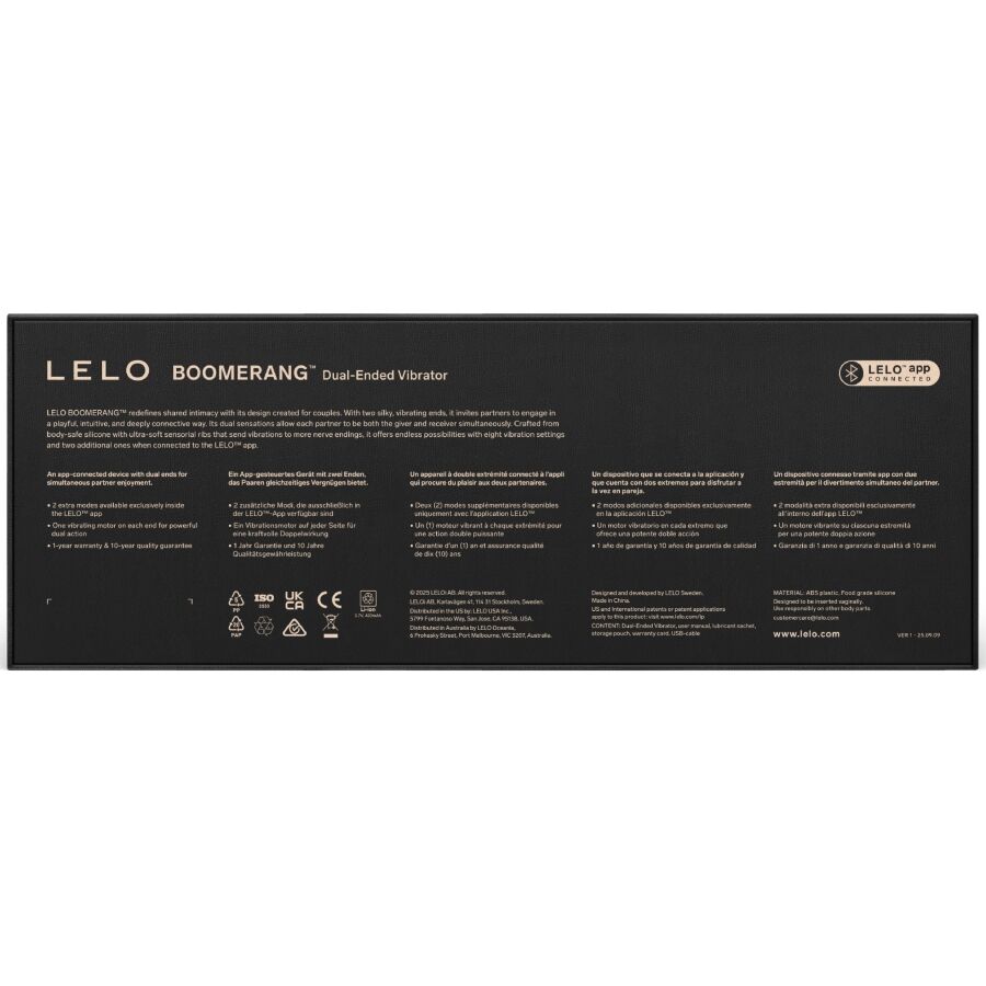 LELO - BOOMERANG VIBRADOR DE PONTA DUPLA CEREJA