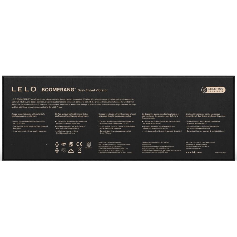 LELO - BOOMERANG VIBRADOR DE DUAS PONTAS ROXO
