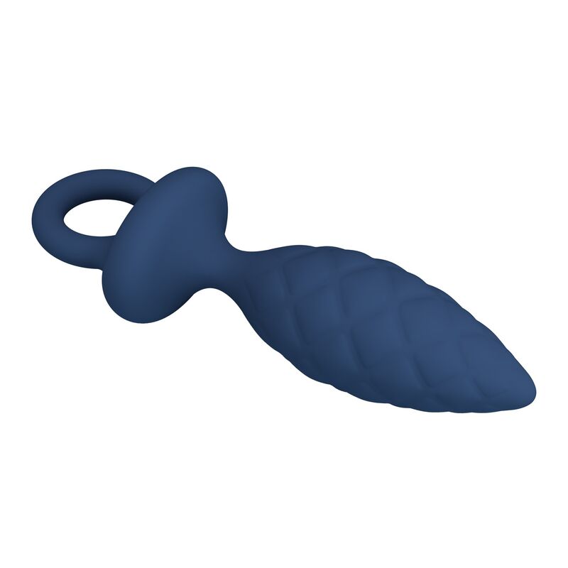 MR PLAY - PLUG ANAL TEXTURIZADO COM ANEL AZUL M