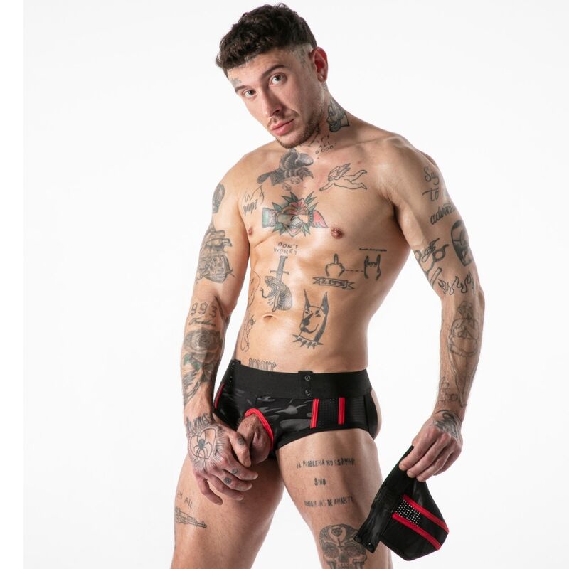 LOCKER GEAR - CUECA JOCK STOCK COM ACESSO MILITAR COMPLETO VERMELHA S