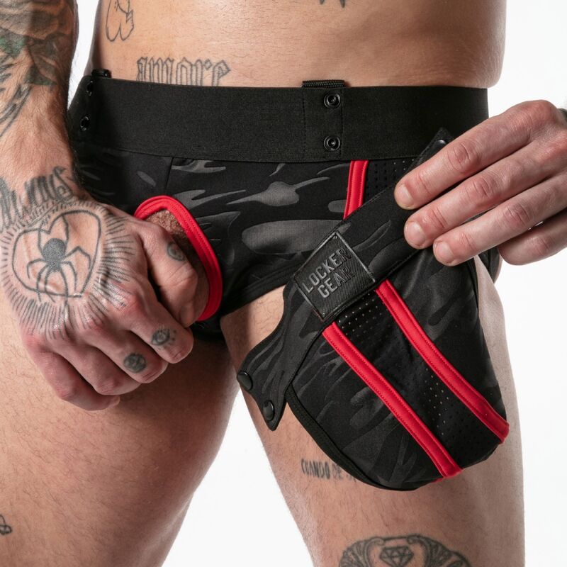 LOCKER GEAR - CUECA JOCK STOCK COM ACESSO MILITAR COMPLETO VERMELHA S