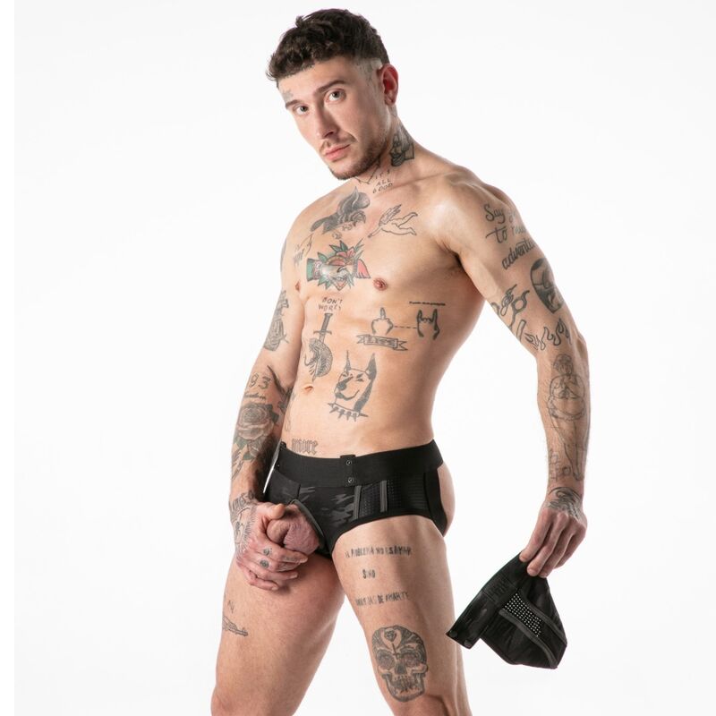 LOCKER GEAR - CUECA JOCK CUEF COM ACESSO MILITAR COMPLETO, PRETA, TAMANHO XL