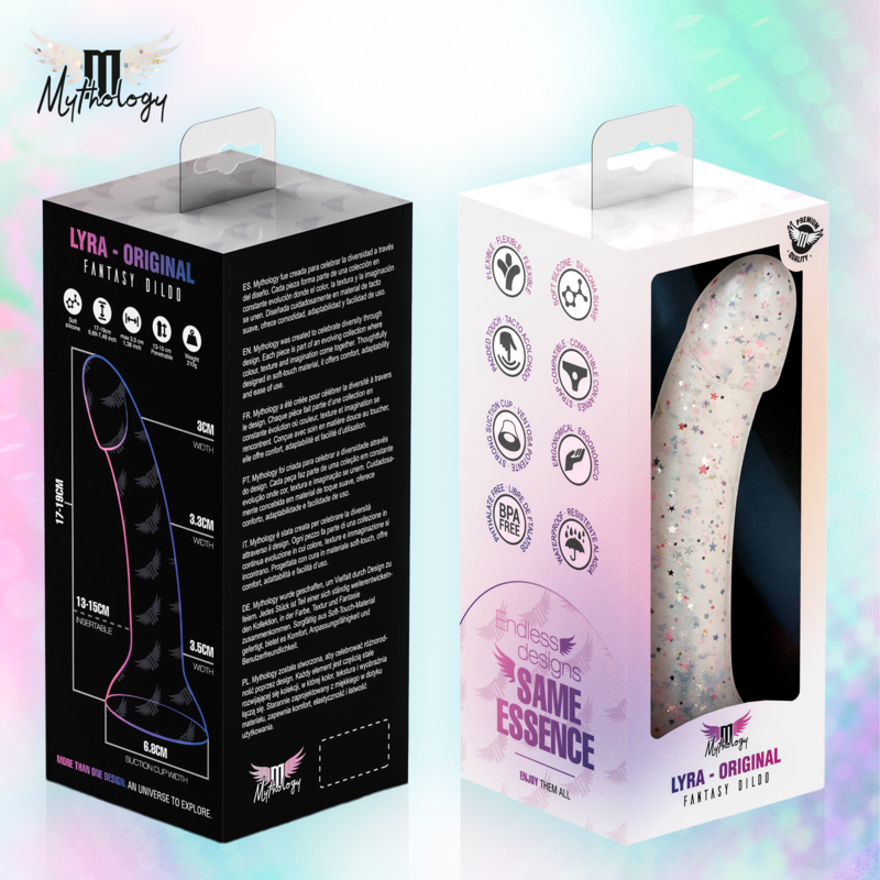 MYTHOLOGY - LYRA 1 DILDO DE SILICONE COM VENTOSA 19 CM -Ø- 3,3 CM CONFETE FÚCSIA