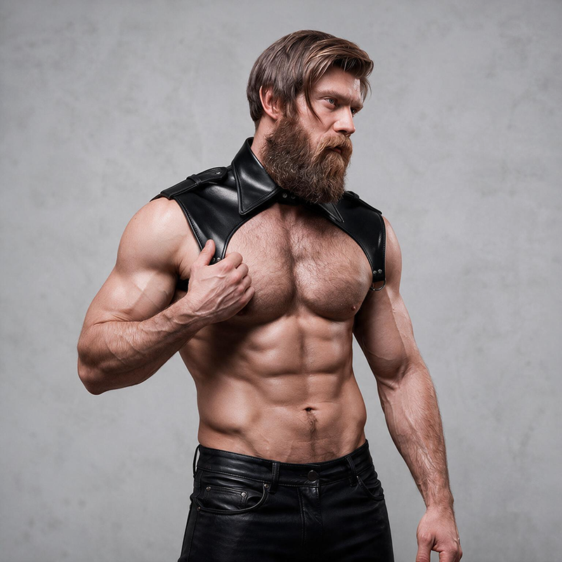 FETISH SUBMISSIVE ATTITUDE - ARNÊS DE PESCOO DE COURO ECOLÓGICO AJUSTVEL BRIGADE MASCULINO