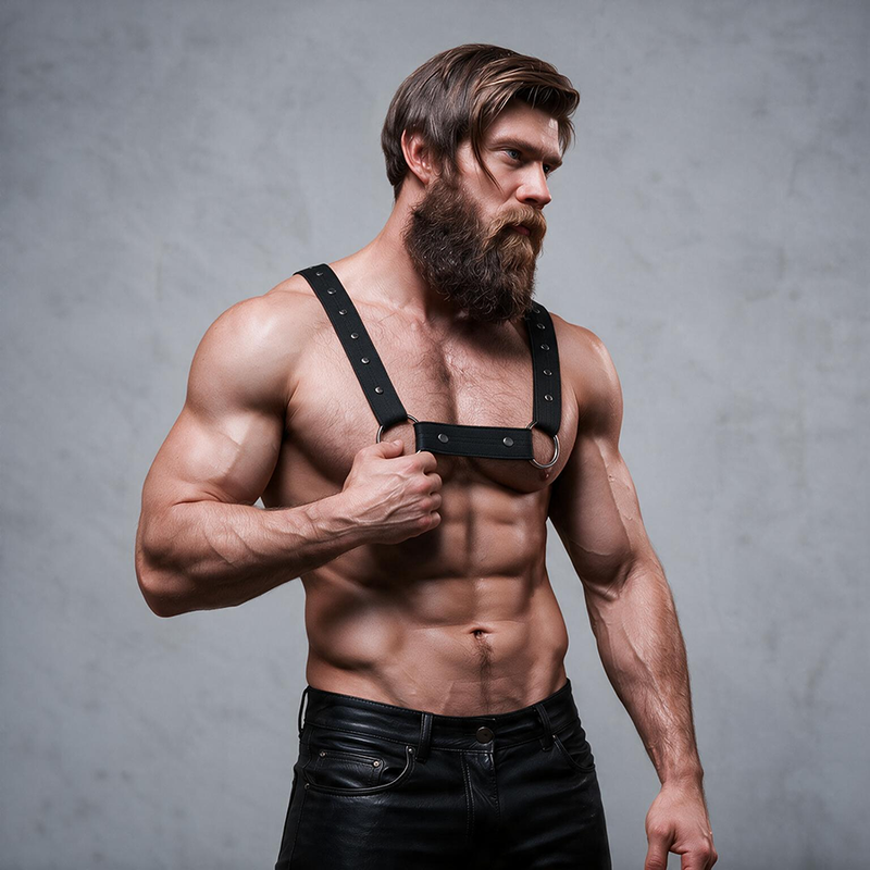 FETISH SUBMISSIVE ATTITUDE - ARNÊS ESPORTIVO DE NEOPRENE AJUSTVEL PARA HOMENS