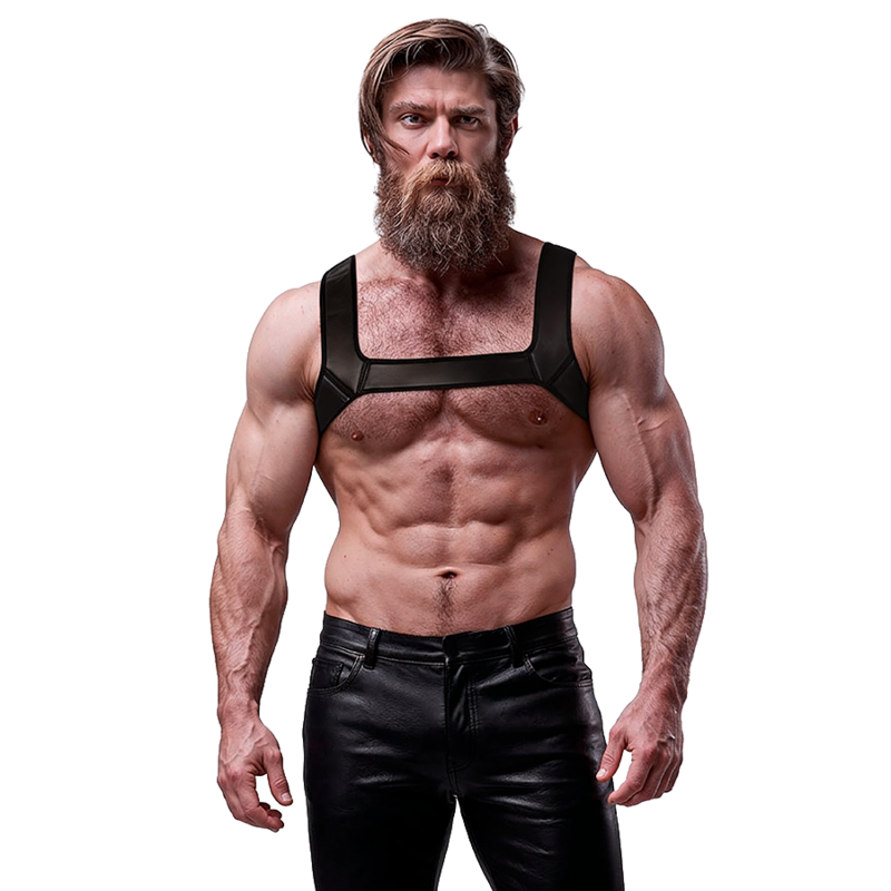 FETISH SUBMISSIVE ATTITUDE - ARNÊS DE PEITO DE NEOPRENE PARA HOMENS TAMANHO M