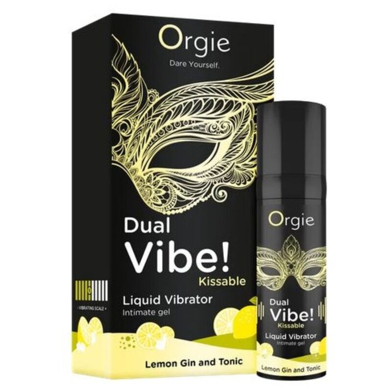 ORGIE - DUAL VIBE! VIBRADOR LÍQUIDO BEIJÁVEL COM SABOR DE LIMÃO, GIN TÔNICA 15 ML
