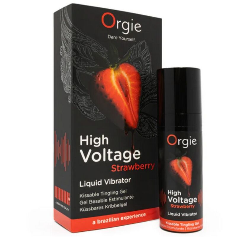 ORGIE - VIBRADOR LÍQUIDO DE MORANGO DE ALTA VOLTAGEM, EXTRA FORTE E BEIJÁVEL, 15 ML