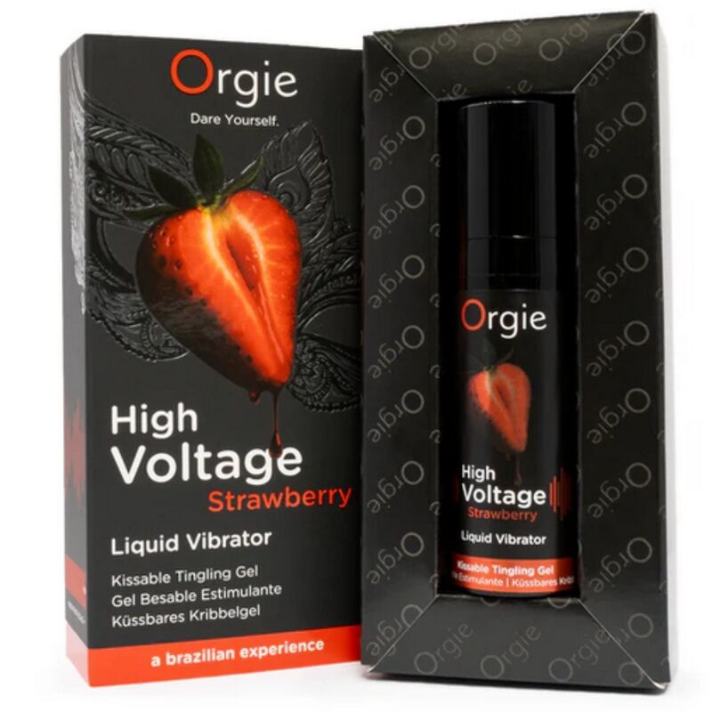 ORGIE - VIBRADOR LÍQUIDO DE MORANGO DE ALTA VOLTAGEM, EXTRA FORTE E BEIJÁVEL, 15 ML