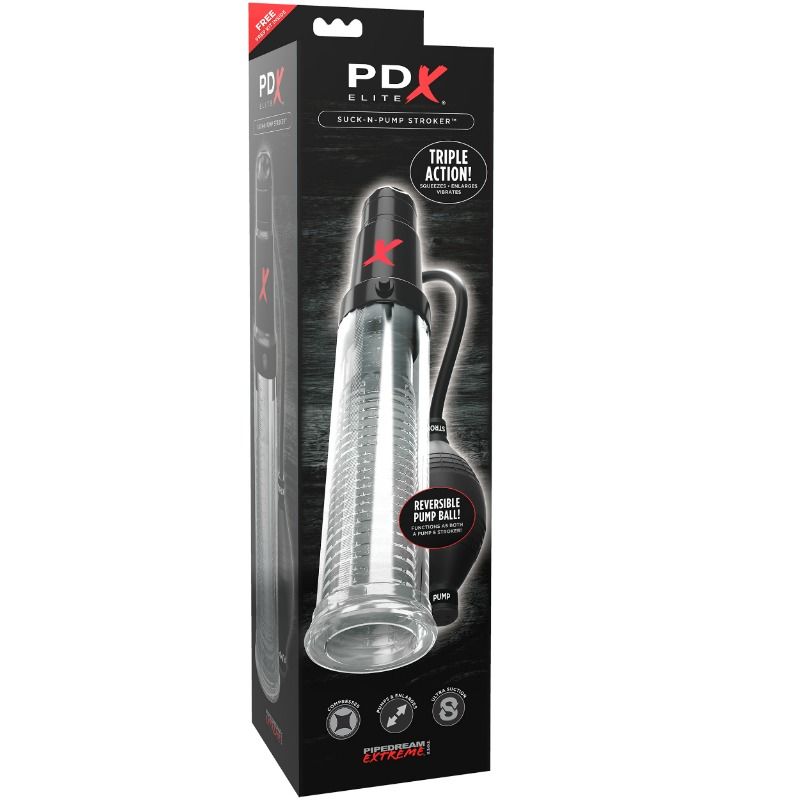 PDX ELITE - SUCK N PUMP STROKER MASTURBADOR VIBRANTE BOMBA DE SUCÇÃO