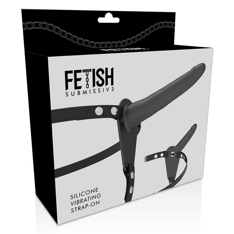 FETISH SUBMISSIVE HARNESS - VIBRADOR SILICONE PRETO 15 CM
