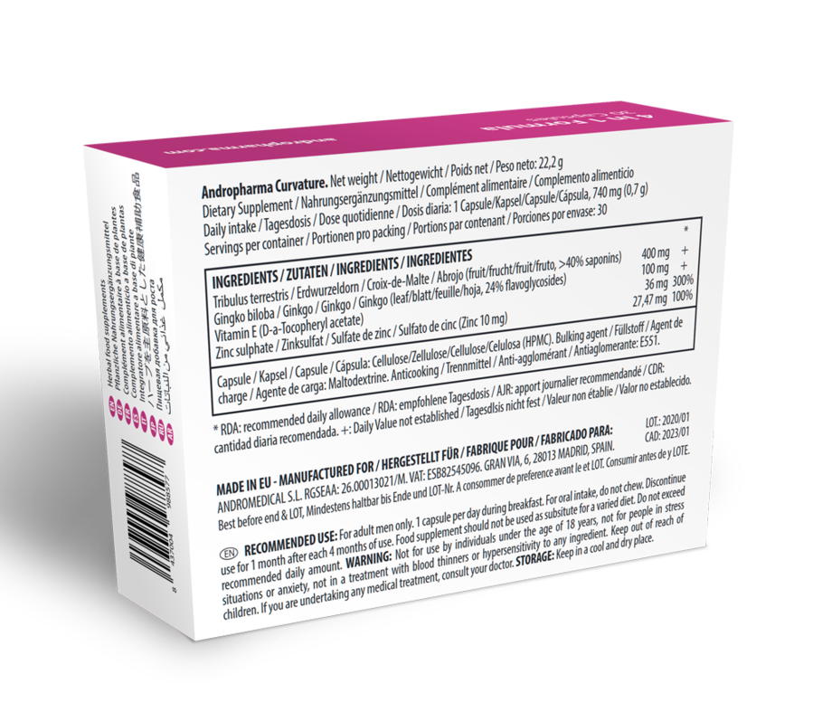 Andropharma Curvature – Suplemento alimentar para o bem-estar masculino