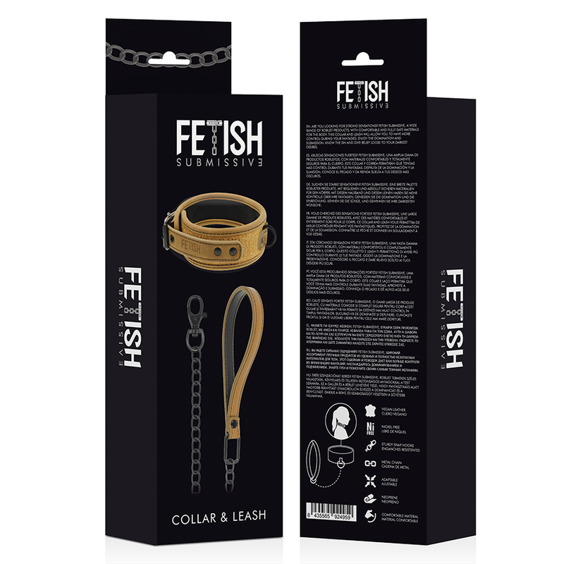 FETISH SUBMISSIVE ORIGIN - COLAR DE CORRENTE COM FORRO DE NEOPRENE