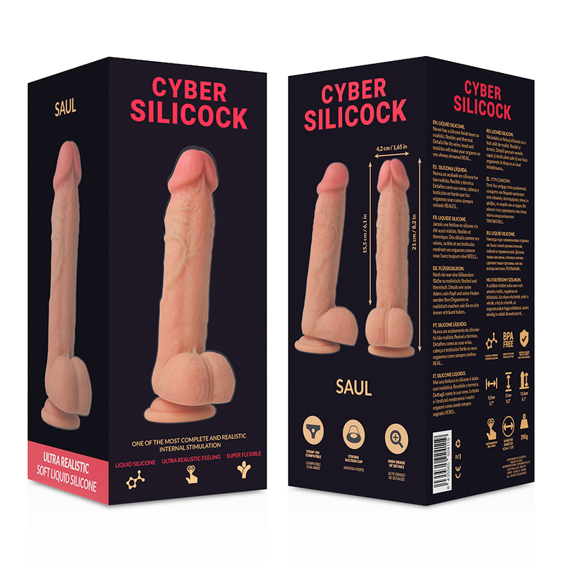 CYBER SILICOCK - STRAP-ON SAUL SILICONE LÍQUIDO COM 3 ANÉIS GRTIS 15.5 CM -O- 4.2 CM